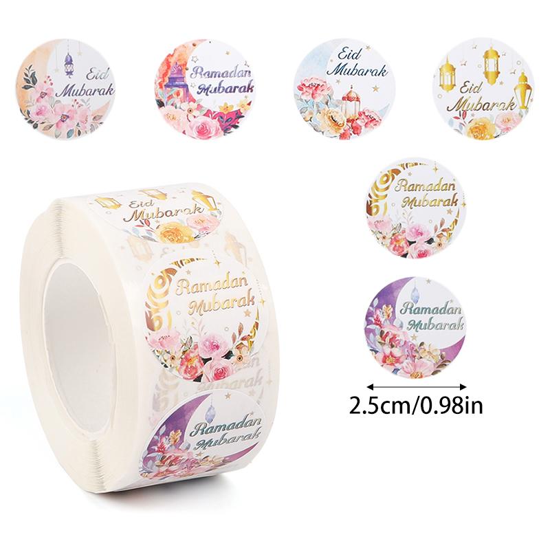 500Pcs EID Mubarak Stickers Gift Bag Candy Box Seal Lables Ramadan Kareem Paper Sticker Islamic Muslim Party DIY Decoration 2025
