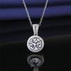 6.5mm S925 Sterling Silver Round Halo Pink Moissanite Pendant Necklace Fine Jewelry For Women