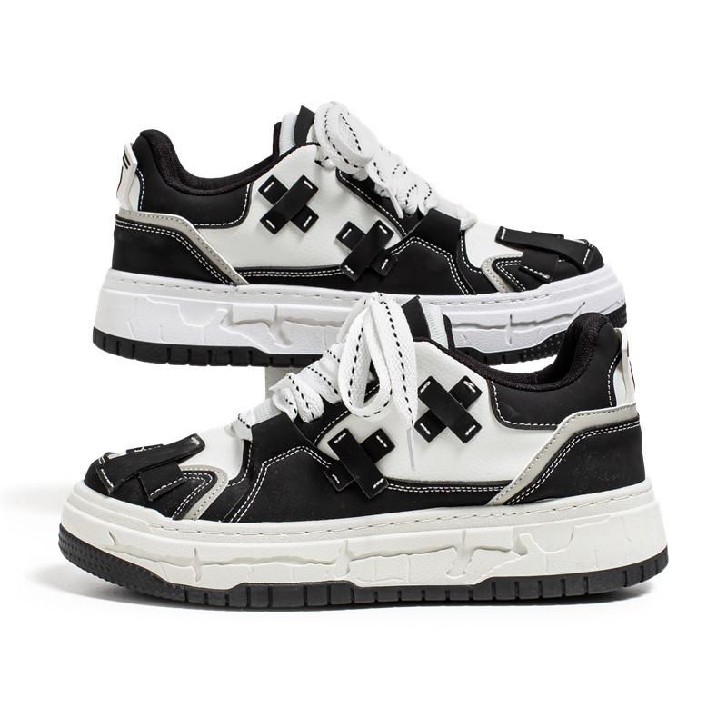 Guochao Patch Shoes 2024 Autumn New Fashion Versatile Thick Baseplate Shoes Classic Bread Casual Sports Men's Shoes