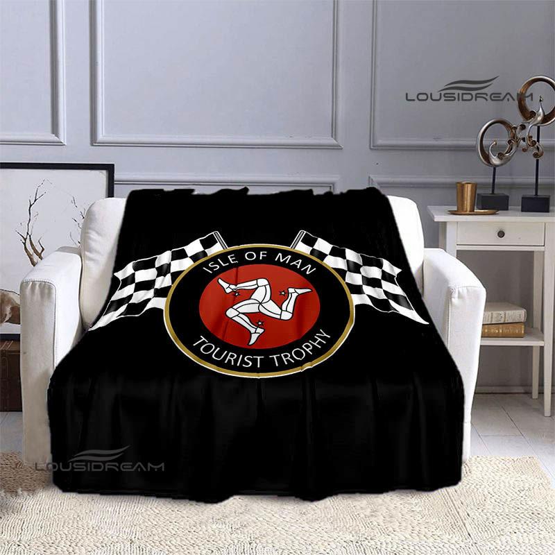 Motorcycle Isle of Man Tt Printed Blankets Flannel Warm Blanket Soft Cozy Blanket Travel Blankets Bed Linings Birthday Gift