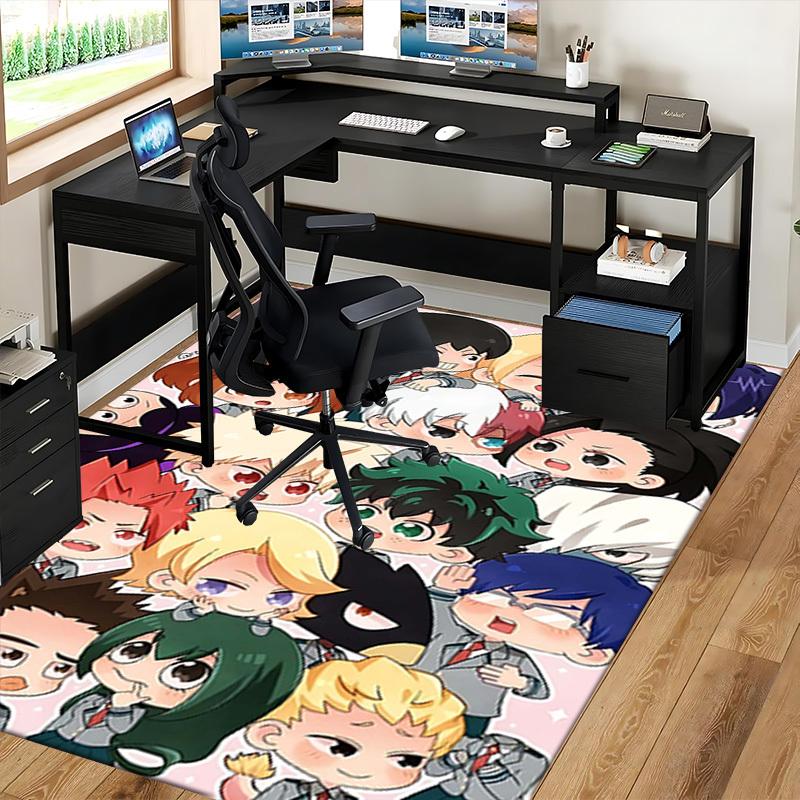 1pc Anime Character Chair Mat - Cute Cartoon Design for Office, Home Decor, Living Room, Bedroom, Game Room - Non-Slip Carpet with Kawaii Characters -