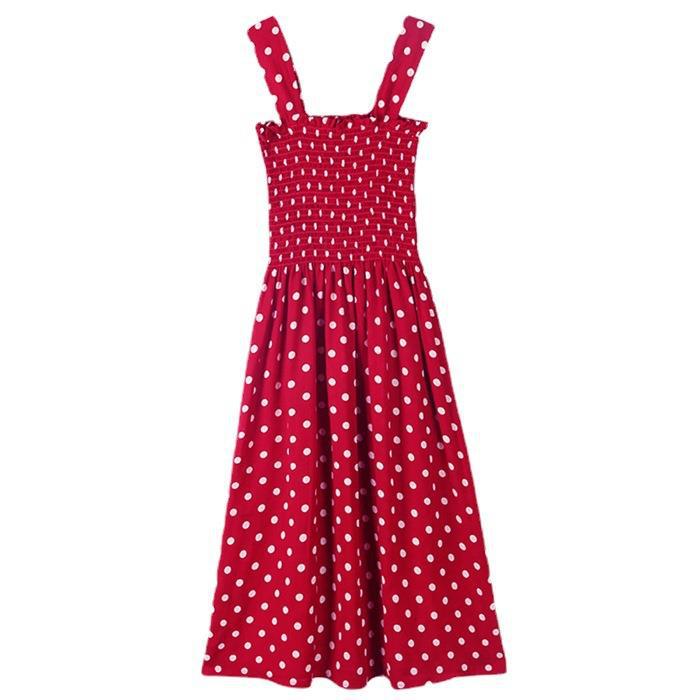 Women's Fashion Summer Spring Polka Dot Print Sleeveless Suspenders High Waist Casual Dresses