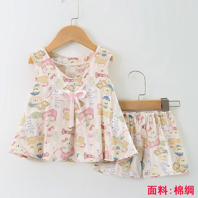 Girls Summer Floral Rayon Vest And Shorts Set Cute Baby Cotton Silk Home Wear Two Piece Outfit For Kids