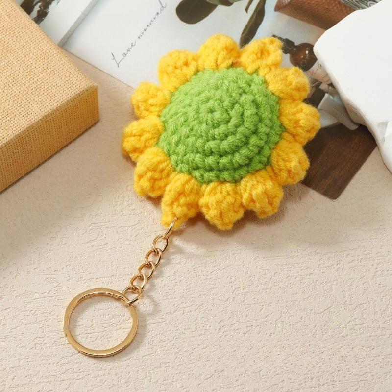 Multipurpose Handmade Crochet Sunflower Car Rearview Mirror Decoration Charm Ornaments Auto Interior Accessories Car Decor