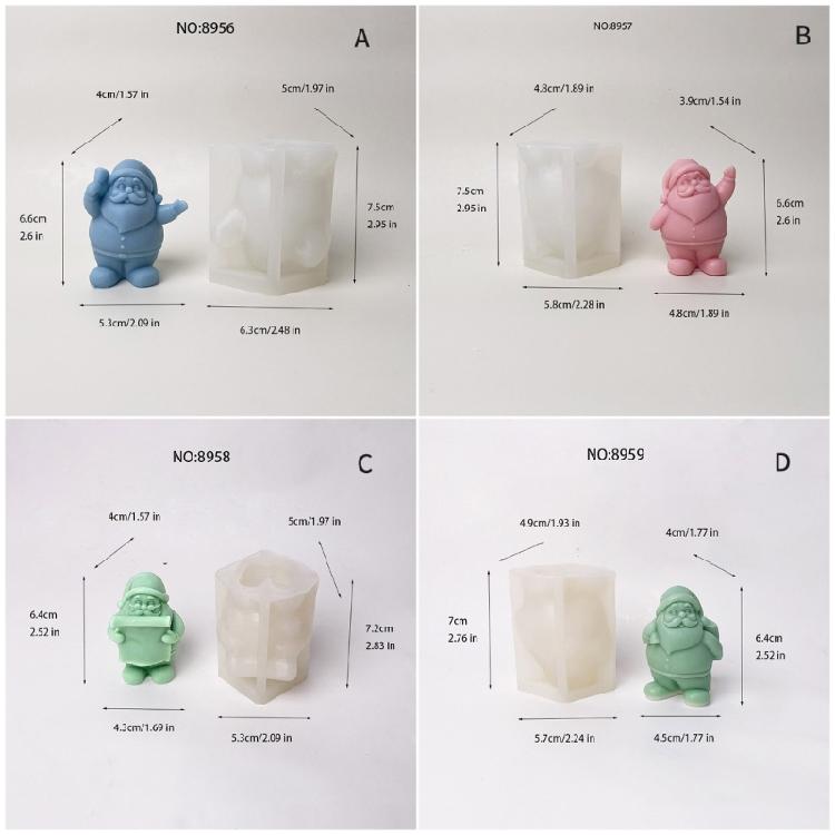 Christmas Santa Silicone Candle Mould Reusable Sturdy Crafting Tool for Holiday Decorations and Baking Supplies