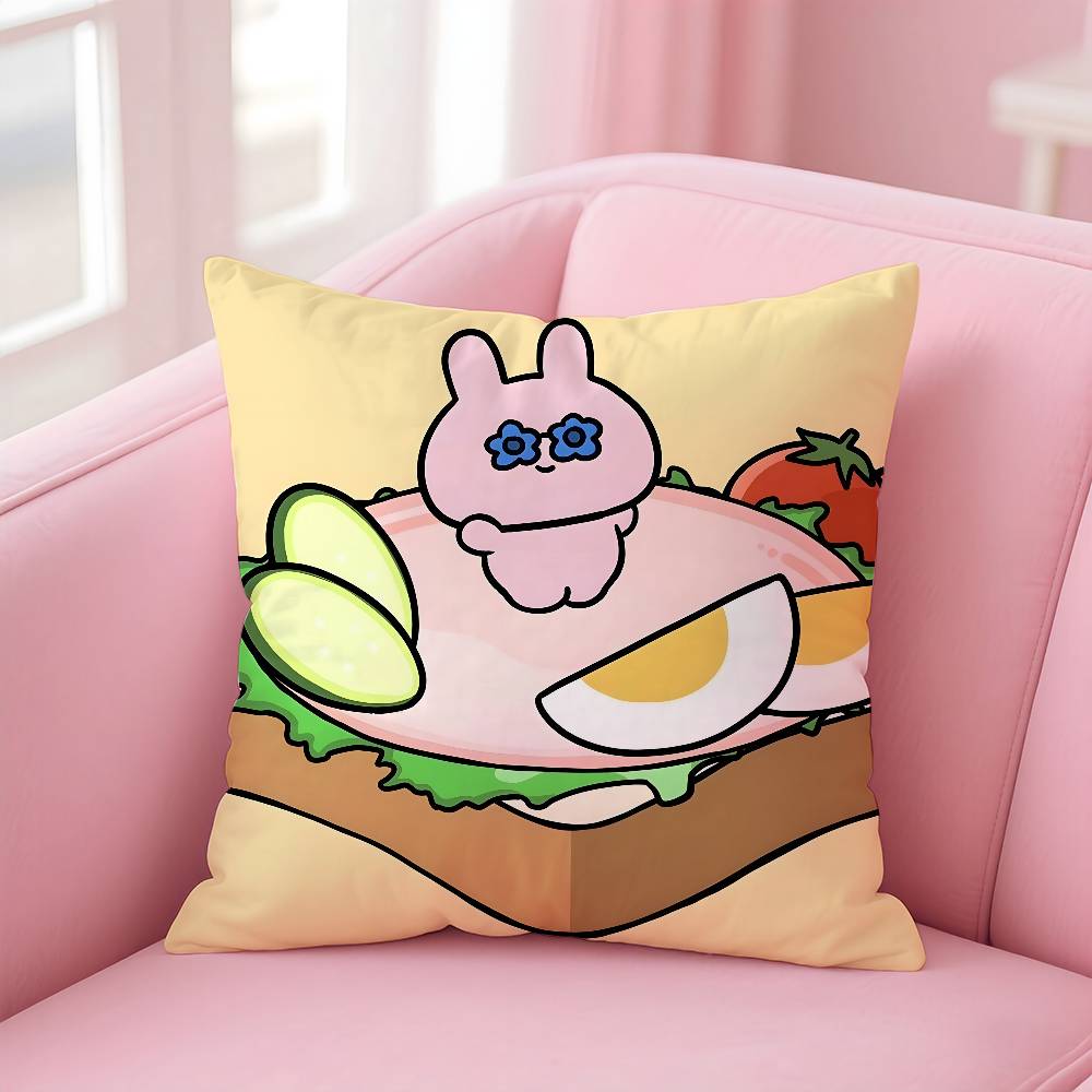 Cartoon A-Asamimichan Cute Bunny Pillow Case pattern printing pillowcase living room sofa cushion cover bedroom room decor
