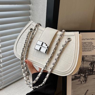 Vysoce kvalitní texturované malé kabelky pro ženy Nový niche design Řetízková crossbody kabelka PU kůže Jednobarevná podpažní kapsa