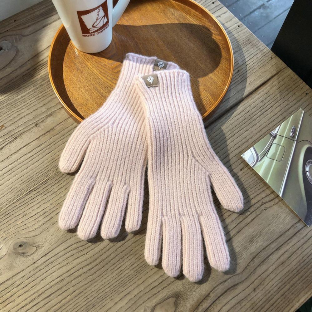 Casual Long Knitted Gloves Touchscreen Solid Color Winter Gloves Warm Mittens Outdoor Riding