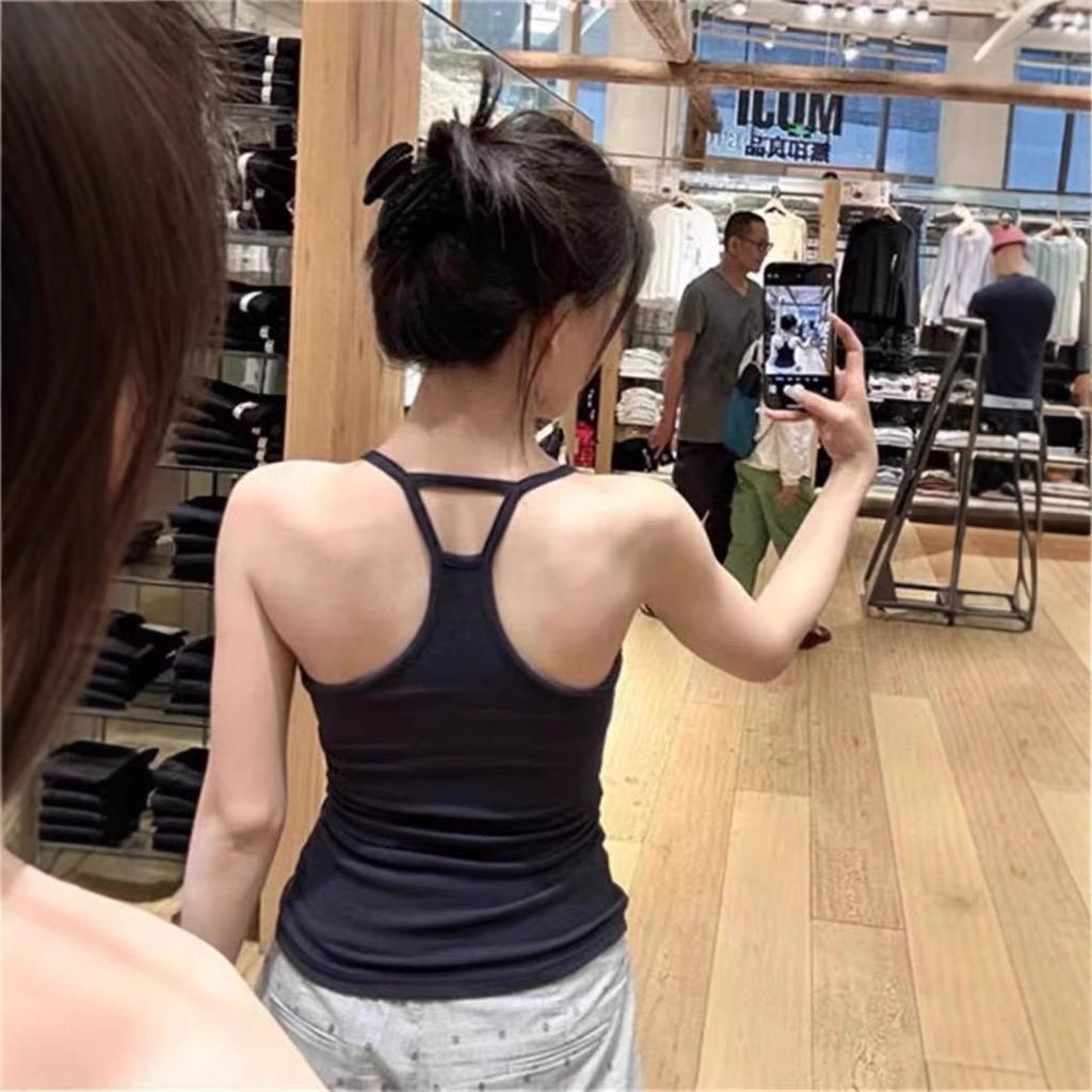 #Sweet Spice Girl Sexy Backless Waist Skinny Suspender Vest Women's Chest Pad Yoga Suit Versatile Fitness Top