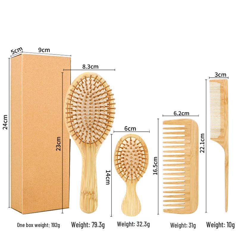 JINGRUIXIANG Bamboo Air Cushion Hairbrush & Comb Set