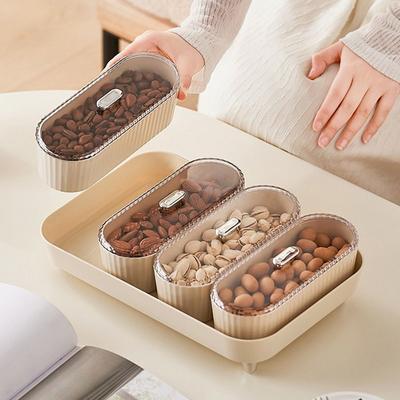 Fruit Bowl Plastic Snack Dry Fruit Tray Dustproof with Lid Divided Serving Tray Moisture-proof Fruit Dim Sum Box Travel