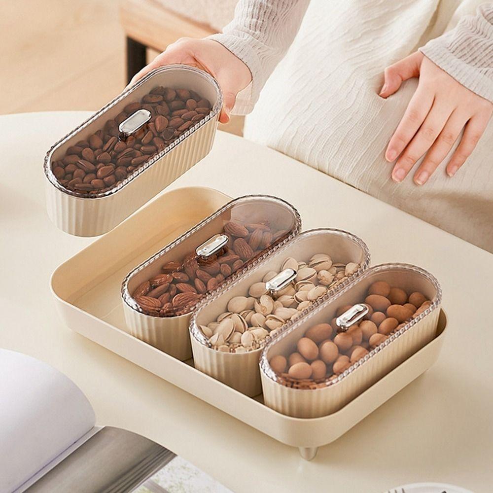 Plastic Snack Dry Fruit Tray Dustproof Fruit Dim Sum Box Light Luxury Snack Storage Tray  Travel