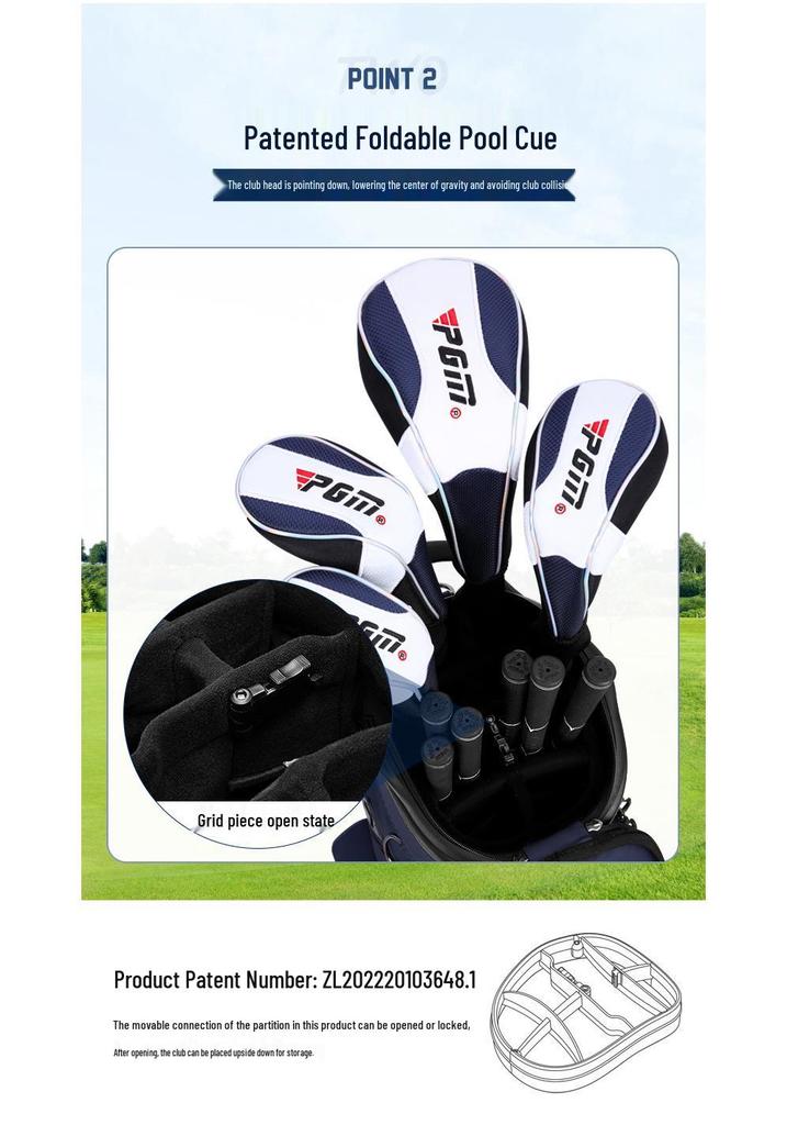 PGM Hard Shell Telescopic Golf Bag, Four-Wheel Push-Type, Waterproof, with Double Bag and Inverted Club Holder for Men and Women
