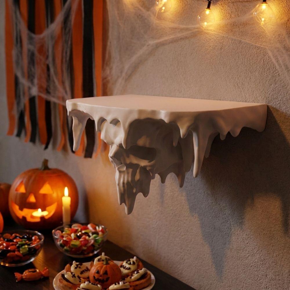 3D Printed Icicle Skull Melting Wall Shelf Dark Gothic Wall-Mounted Display Stand Bedroom