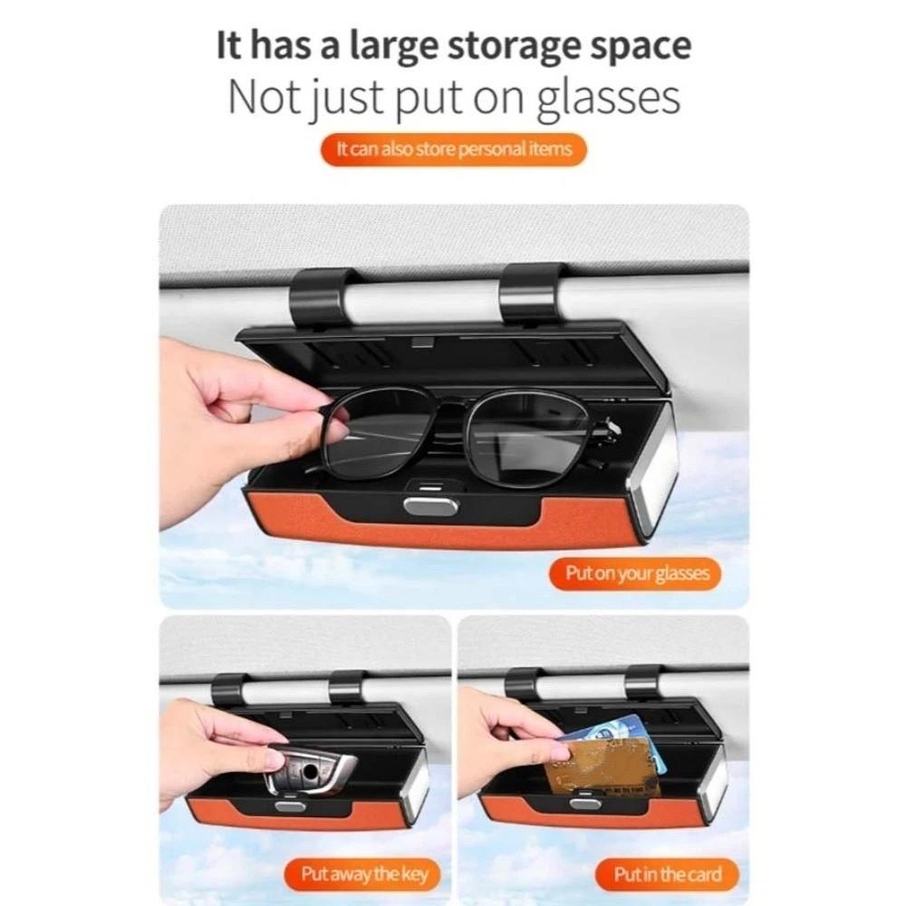 PU Leather Sun Visor Glasses Holder Glasses Protection Storage Box  Can Store AI Glasses