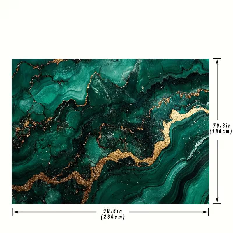 2D Emerald Green Marble with Gold Veins Backdrop Party Photo Background Cloth