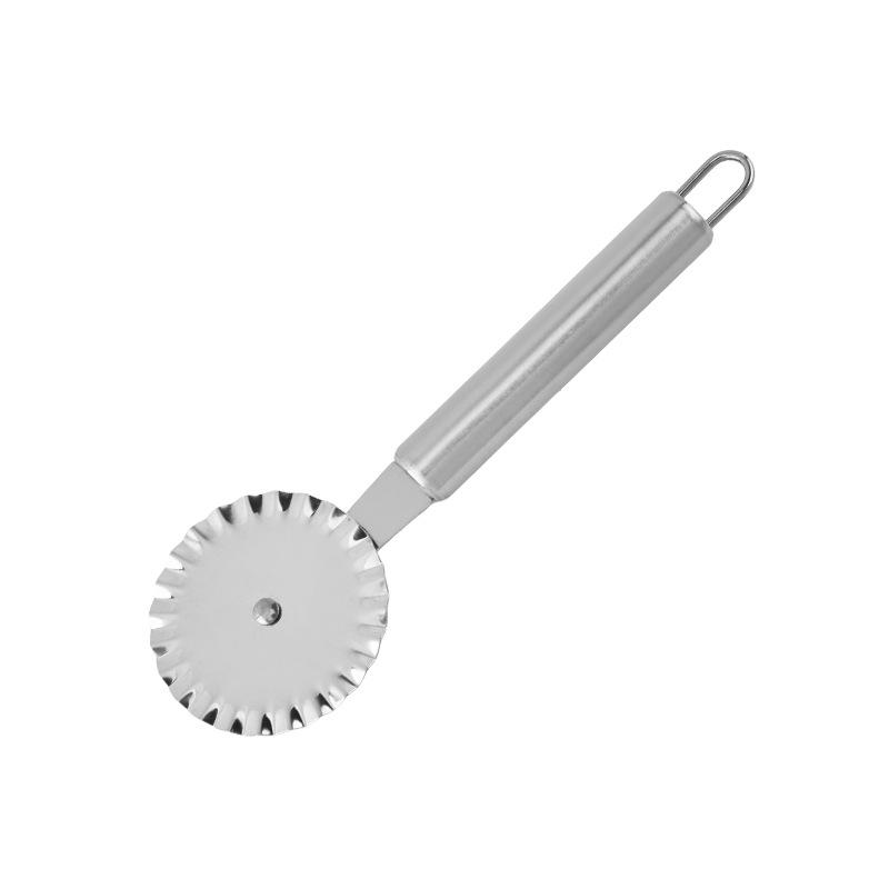 Stainless Steel Double Wheel Lace Cutter and Cake Knife Spatula with Pizza Cutter Roller
