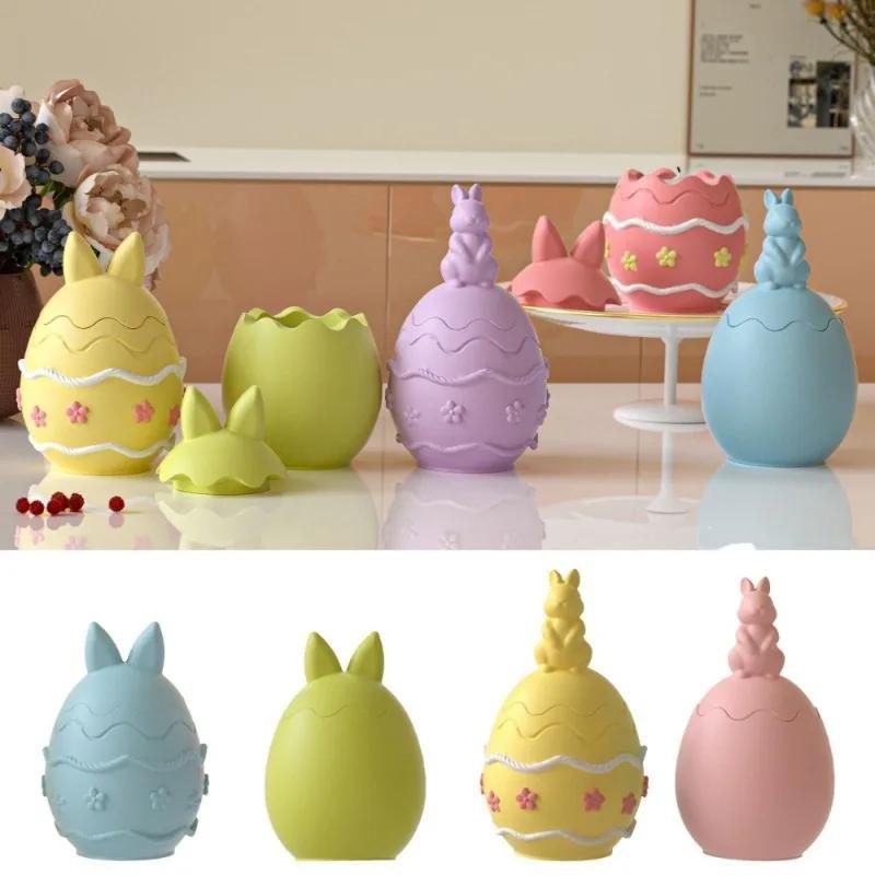 Latests Models Easter Rabbit Egg Shaped Candle Holder Jar Silicone Mold DIY Bunny Storage Box Plaster Gypsum Making Mould Easter