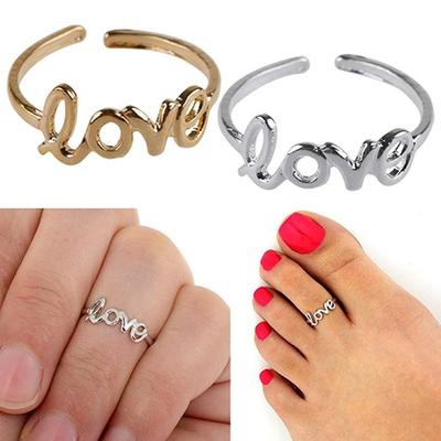 Mode femme Simple creux amour réglable doigt orteil anneau ouvert bijoux de plage