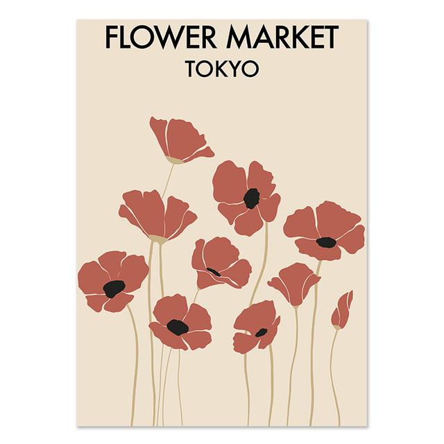 Słonecznik Tulipan Plakaty i Druki Rynek Kwiatowy Abstrakcyjne Malarstwo na Płótnie Nordycki Minimalistyczny Obraz Sztuki Ściennej Salon Dekoracja Domu