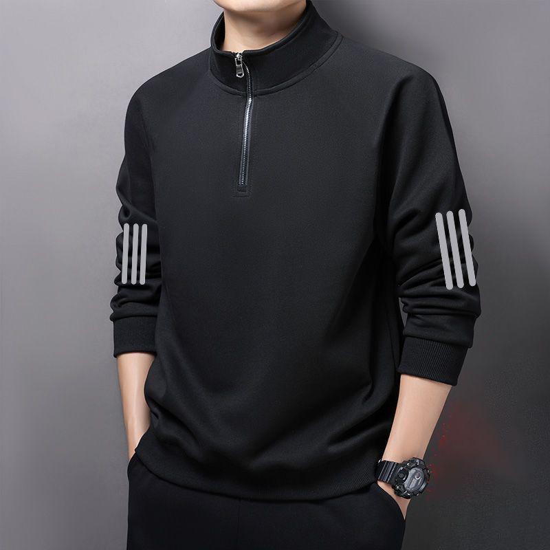 Höst Vinter Ståkrage Halv dragkedja Lös passform Vardaglig Pullover Huvtröja