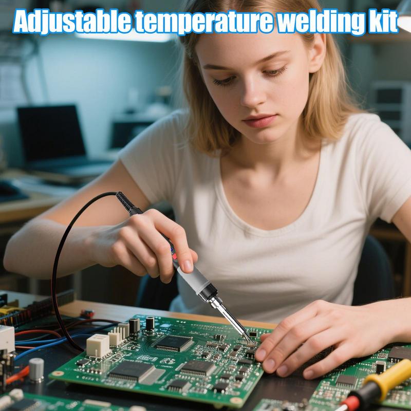 

Small Soldering Tool 90W Electronics Welding Iron Solder Kit Ergonomic Fast Heating Handheld Welder Machine For Home Projects сірий колір