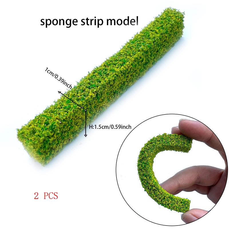 

2Pcs Simulation Diy Materials Grass Fence Shrub Strips Green Sand Table Miniature Model For Outdoor Indoor Building Diorama
