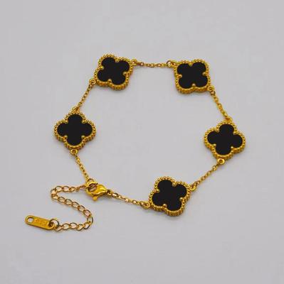 15MM Four-leaf Clover Women's Bracelet Double-sided 18K Four-leaf Clover Five Flowers Bracelet Mother of Pearl