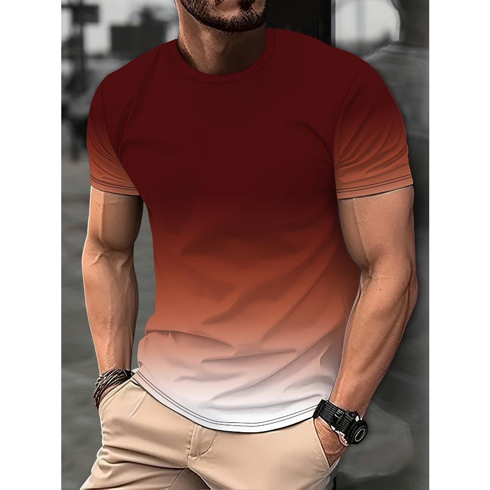 

Мужская футболка с градиентным цветным принтом и буквами, повседневная футболка с короткими рукавами и круглым вырезом для летнего активного отдыха, топы, одежда 6XL