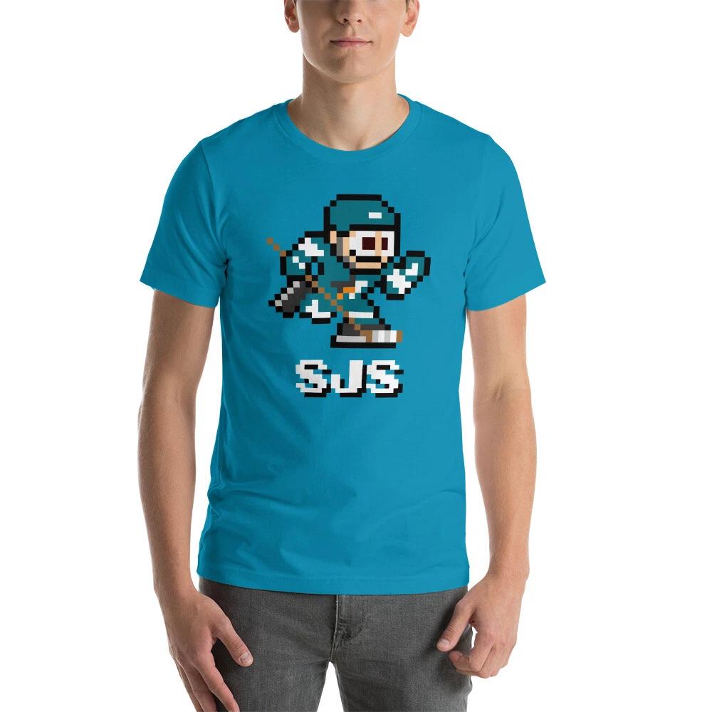 San Jose Sharks NHL Hockey Team Jersey 8-bit Pixel Art Nintendo Retro T-Shirt 2XL