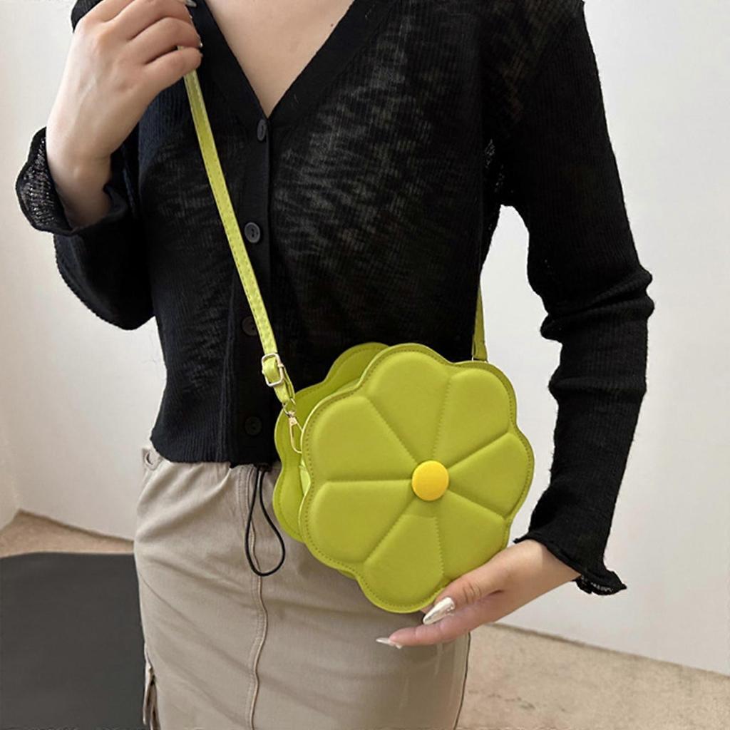 Eye Catching Crossbody Bag Delicate Flower ShapedShoulder Bags PU Leather Satchel Casual Handbag For Office And Travel  White