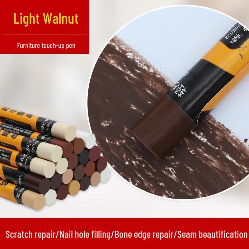 

Комплект для ремонта деревянной мебели: Карандаш для подкраски, Ремонтный карандаш, Заполнитель царапин и Паста для краски