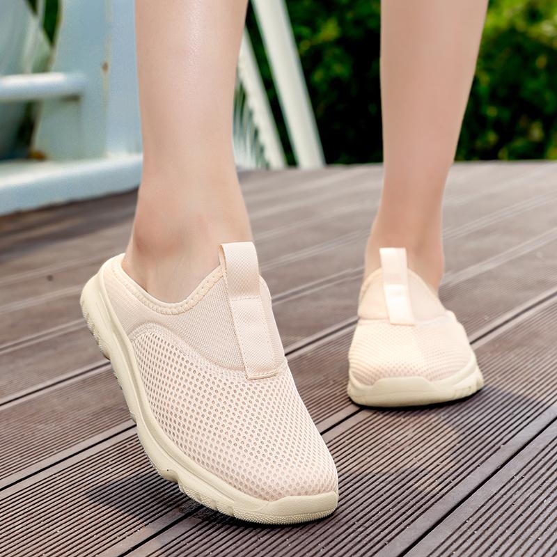 36-46 Unisex Slippers Men's Half Slippers Mesh Meter-breathable Men's Black Mueller Shoes