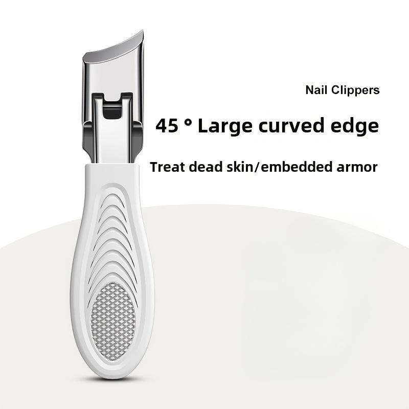 1pc Modern Stainless Steel Toenail Clippers with 45° Beveled Cutting Edge, Splash-Proof, Effortless Grip for Thick/Hard Nails