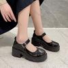 Fashion Comemore Black Ankle Buckle Platform Pumps Japanese Style Patent Leather Mary Jane Shoes Woman Punk Thick Heels Lolita Shoes