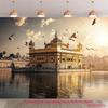 2D plane one piece of golden temple morning light pigeon shadow banner background cloth party photo-taking props