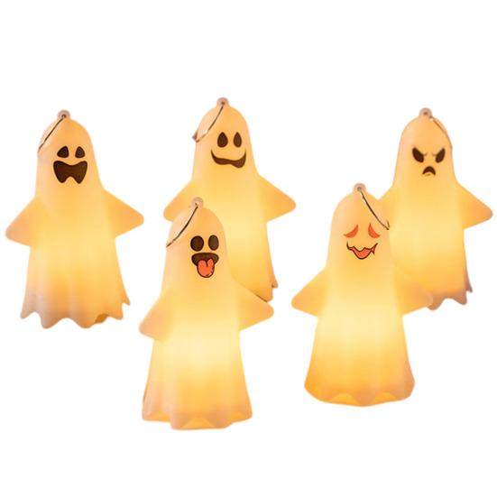 Halloween Spøkelseslys Skummelt Spøkelsesdekorasjon Lysende Spøkelsespynt Hengende Lys for Bord Kaminhylle Veggdekorasjon