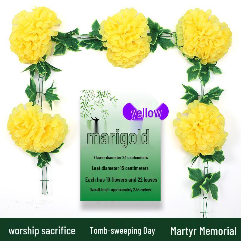 Artificial Chrysanthemum Vines for Cemetery and Memorial Decor - Silk and Plastic Hanging Floral Decoration
