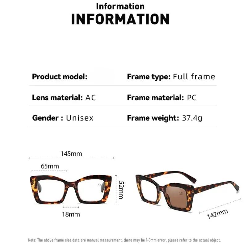 New Photochromic Reading Glasses for Women Men Fashion Oversized Far-sighted Presbyopia Unisex Retro Color Changing Sun Glasses