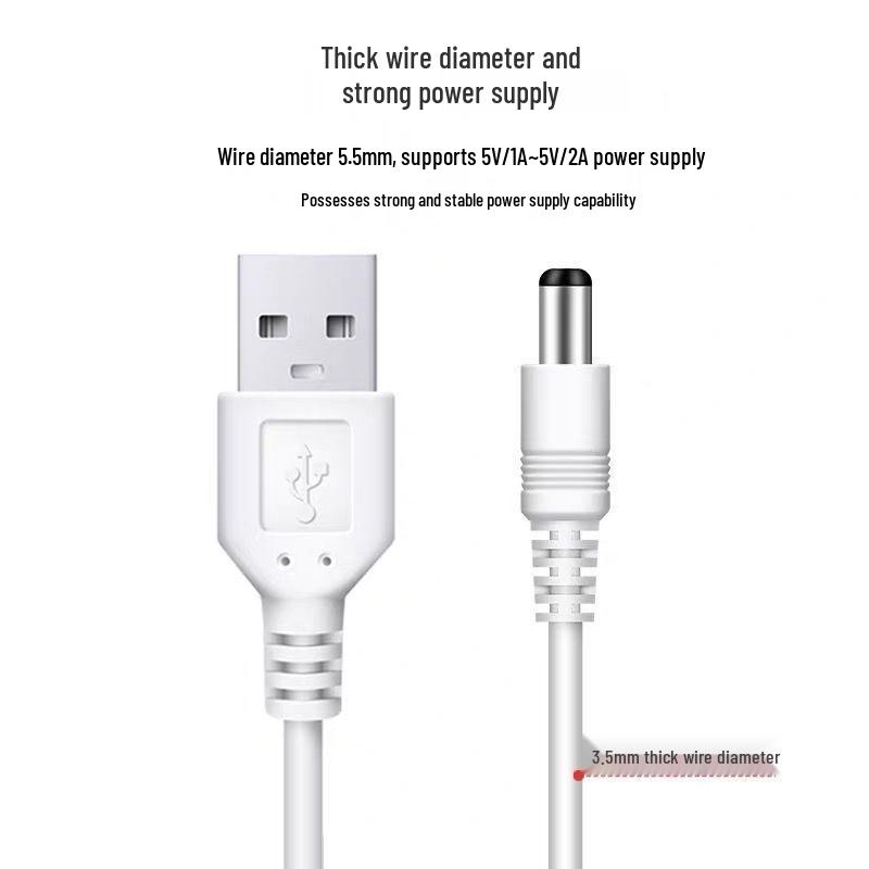 5V DC5.5mm Round Head Charging Cable for Lamp, Fan, Speaker