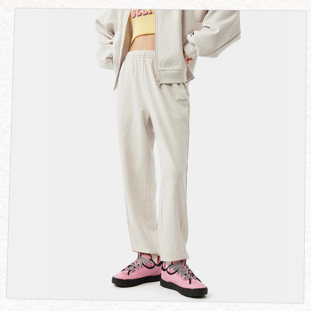 Li Ning Sports Lifestyle Series Casual Tapered Comfortable Versatile Knitted Sports Pants Women Pants Flower-Gray Tile-Gray AKLV268-7