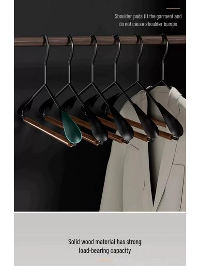 Nordic Style Iron & Beech Wood Luxury Clothes Hanger - High-Grade Solid Wood with Wide Shoulder and Anti-Corner Design.
