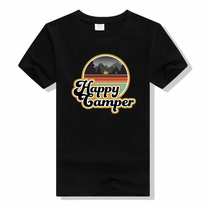 

Summer T-shirt men Women Cotton T Shirts outdoor Happy Camper Printed Tshirt Short Sleeve Loose Tops unisex Tee shirt L