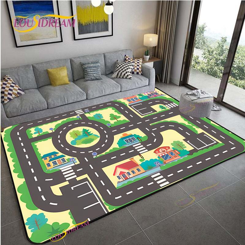 Alfombra Road Traffic Rout Map Carpet Living Room Sofa Coffee Table Bedroom Rugs Kitchen Kid Play Anti-slip Floor Mat Home Decor