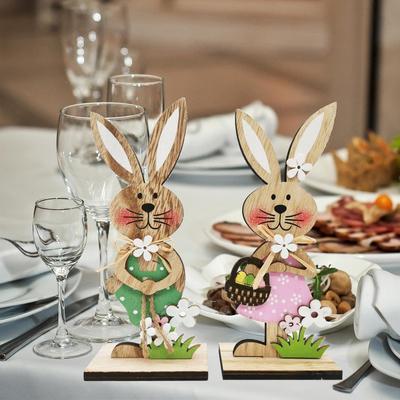 Nordic Easter Bunny 3D Wooden Desktop Ornament