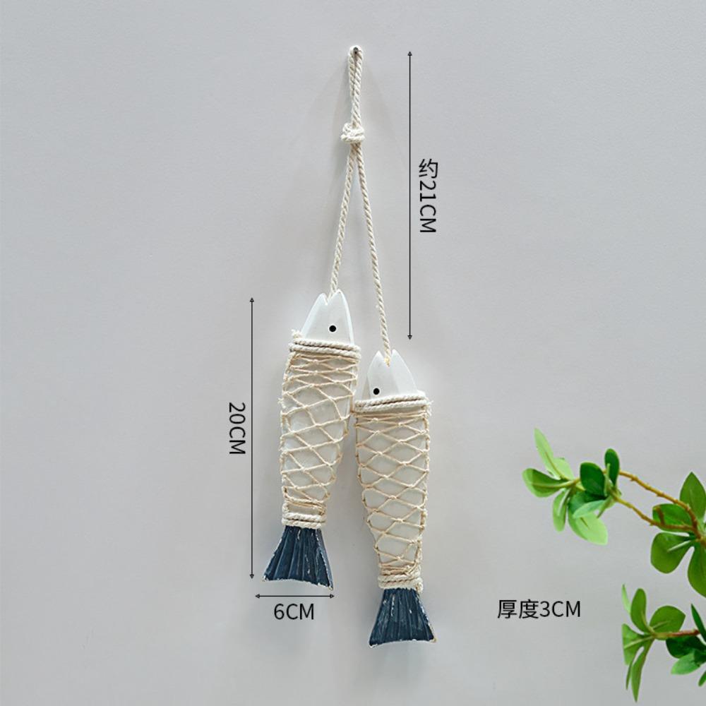 Mediterranean Style Wooden Fish Skewers Fishbone Pendants Creative Fishing Net Ornaments Home Wall Decorations Wall Decorations
