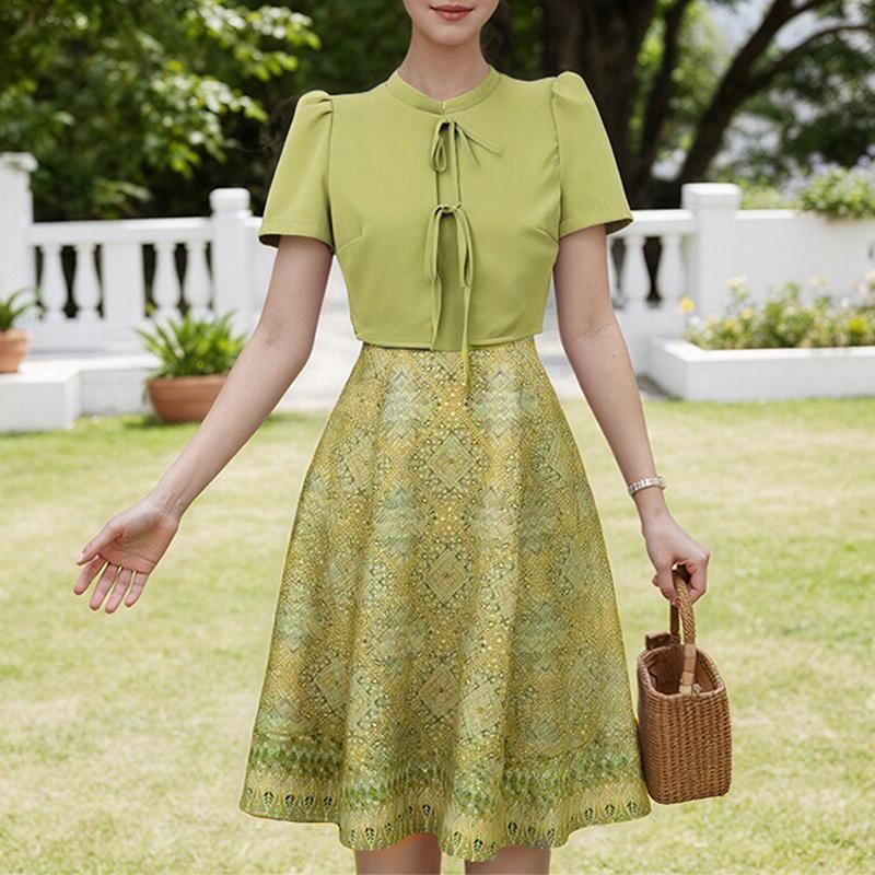 ZANZEA Women Casual Round Neck Short Sleeve Summer Print Dress