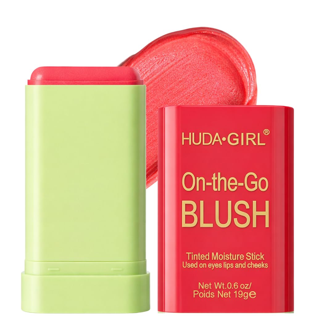 HUDA GIRL Coral Pink Blush Stick for Face Makeup - Long-Lasting, Waterproof & Blendable Blusher for Cheeks with Natural Smooth Finish for Women and
