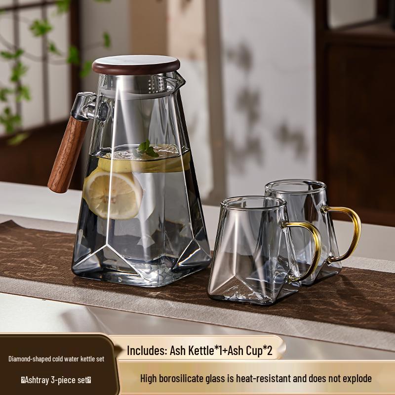 Yagang High-Temperature Resistant Glass Kettle Set for Tea, Living Room Cold Water Kettle Cup Set