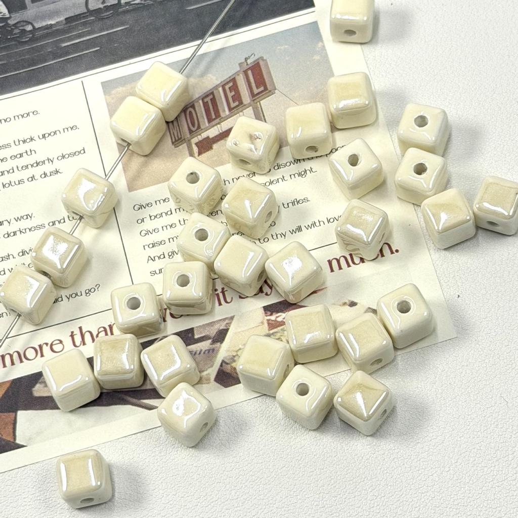 Colorful 3D Square Ceramic Beads for DIY Necklaces and Bracelets